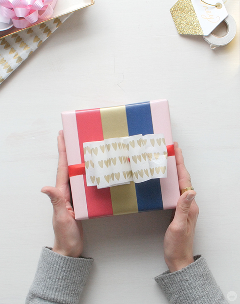 3 tissue paper gift wrapping ideas for Valentine's Day (or any day